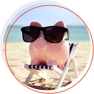 Vacation Loans - Beach Piggybank circle image